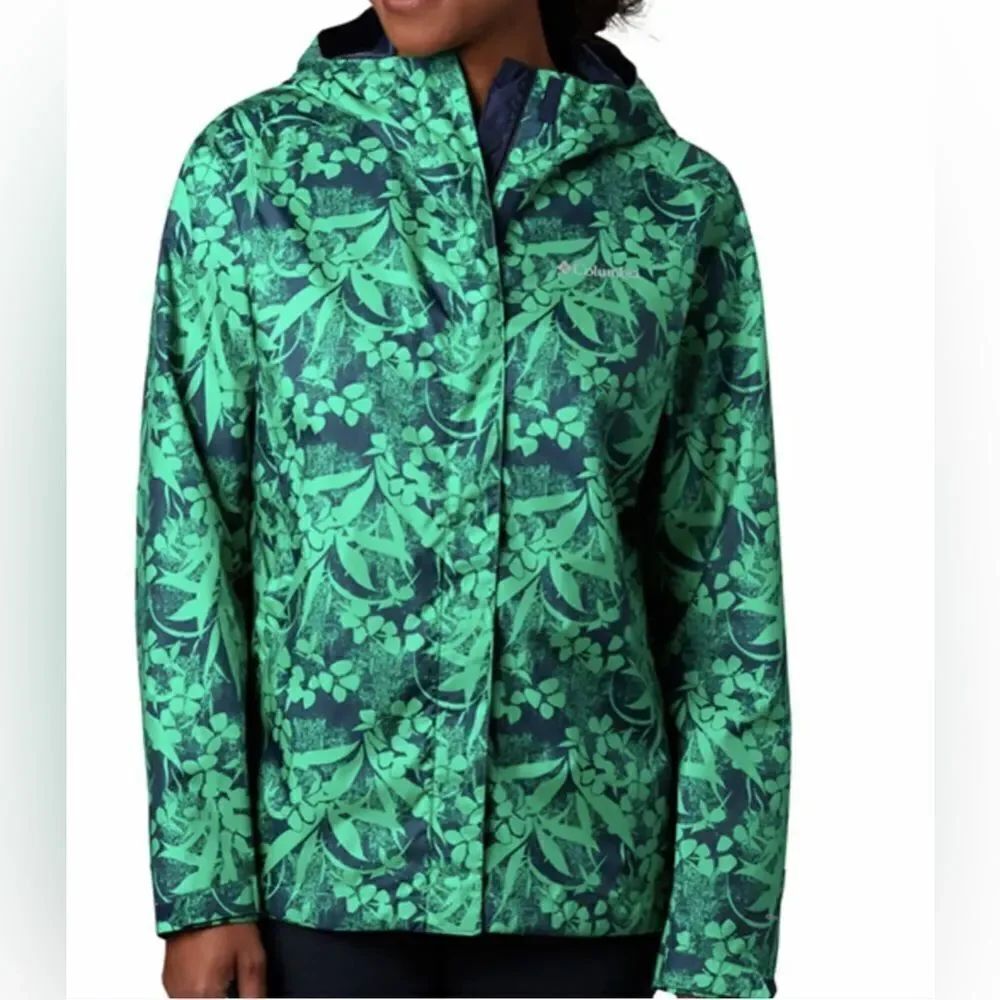 Columbia Ridge Gates Women's Green Distressed Tropical Print Jacket